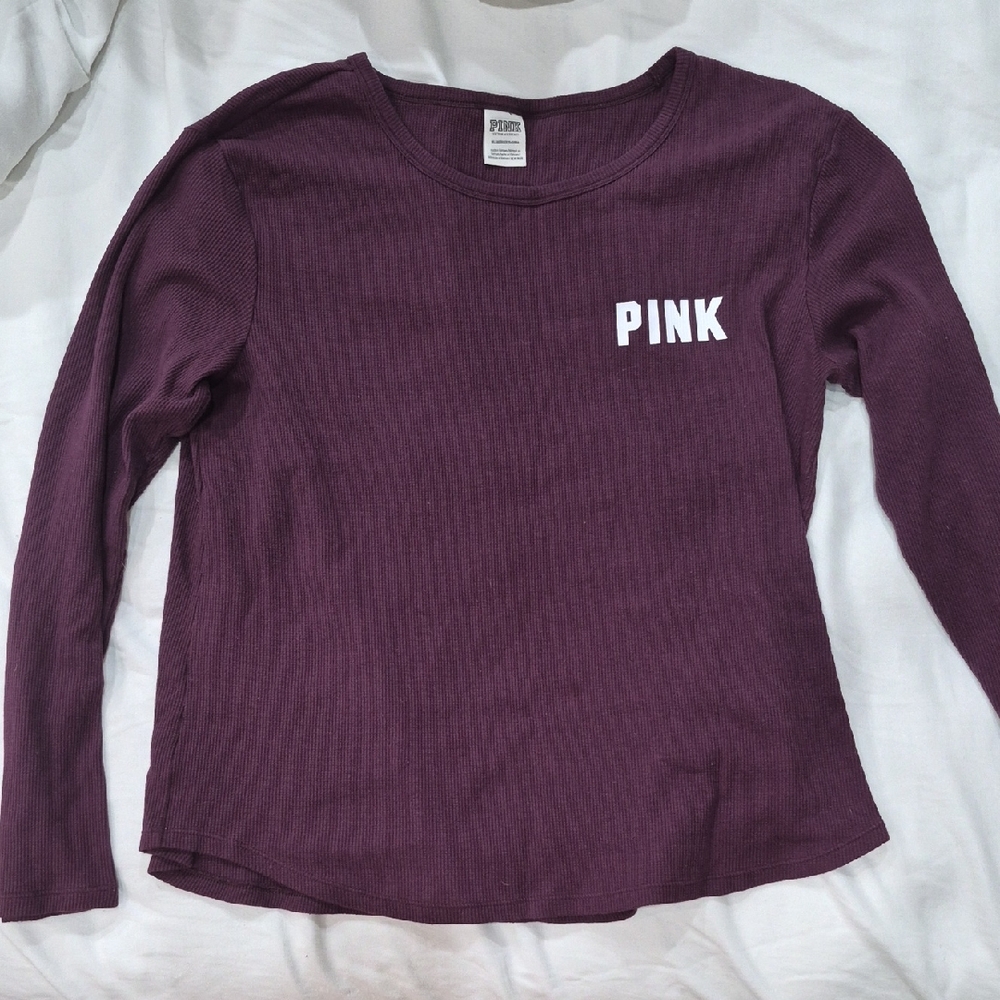 Victoria's Secret Pink Long Sleeve Deep Purple Thermal Top Size XL